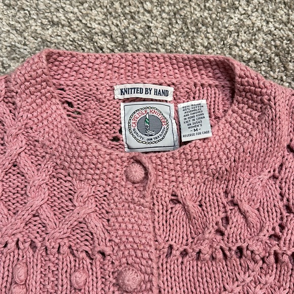 Cape Isle Knitters Made By Hand Women’s Pink Button Down Cardigan Size Medium - Picture 2 of 8